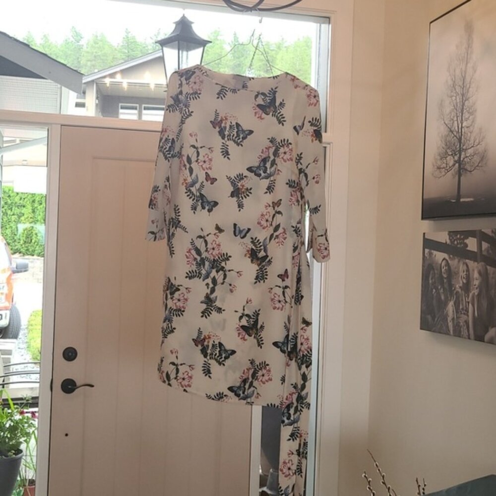 H&M Cream Pink Midi Dress with Bateau Neckline